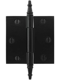 3 1/2-Inch Cast Iron Door Hinge With Steeple Tips in Matte Black